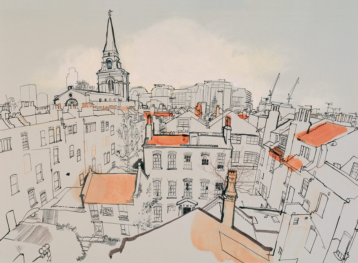 View over Spitalfields looking west" © Lucinda Rogers